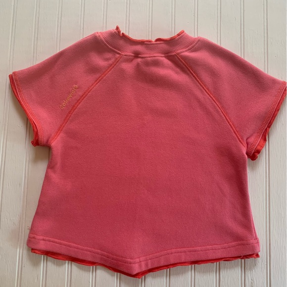 Cakewalk ~new~Pink Short Sleeve Sweatshirt with Orange - Picture 3 of 9
